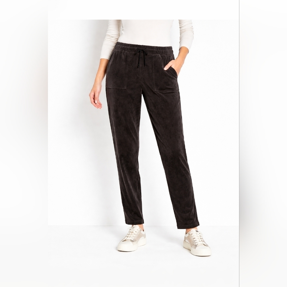 Time and Tru Black Faux Suede Joggers Pull On Drawstring Pockets Women's M Goth